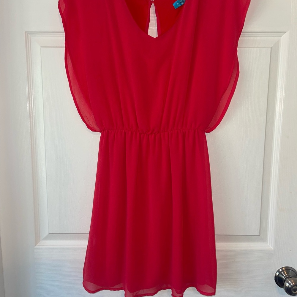 Buttons Vibrant Red Backless Dress